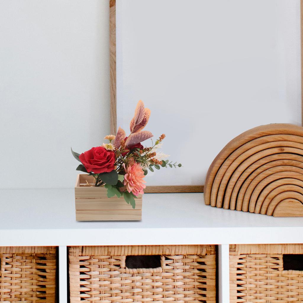 Wooden Storage Box 16.5x10.5cm Minimalist Design Solid Wood Storage Crate for Home Office Decor Craft Supplies Desktop