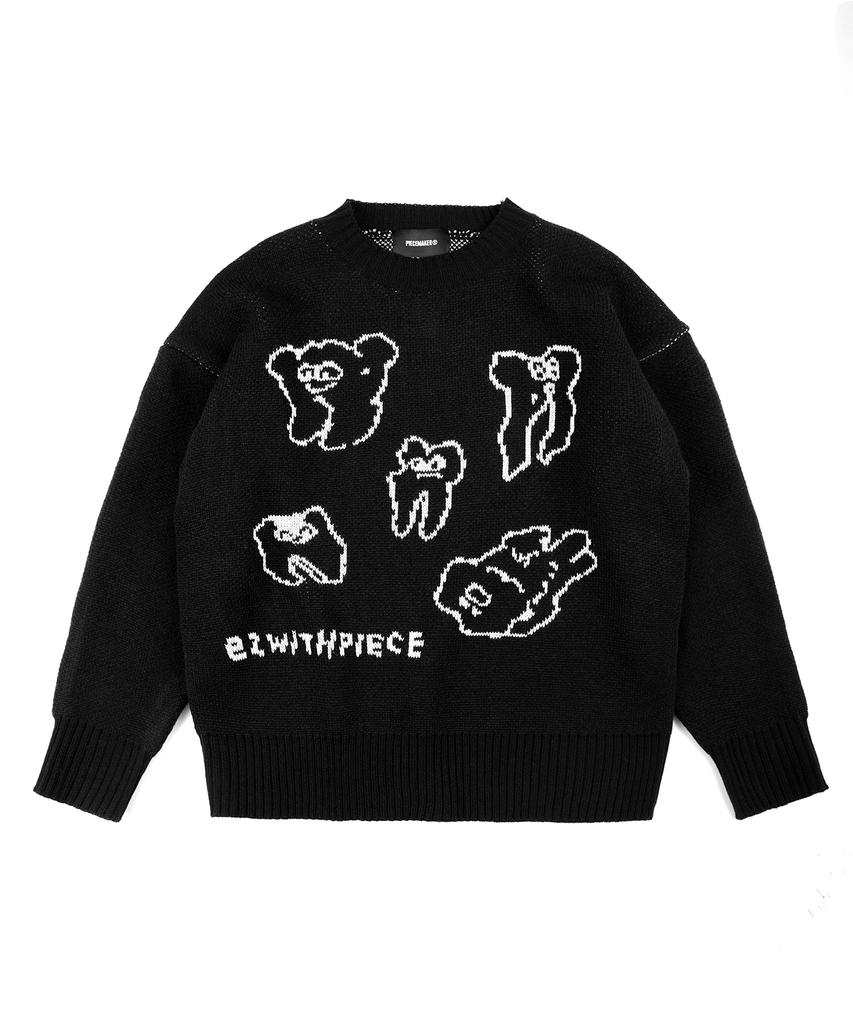 PEACE MAKER Teeth Knit Sweater (Black)
