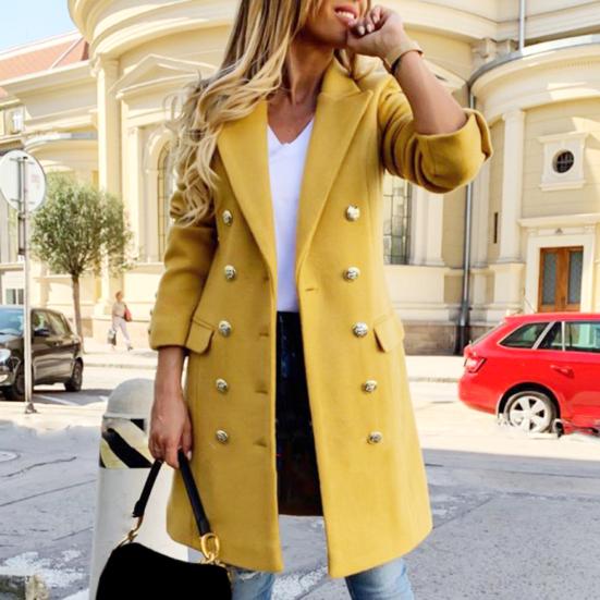 Damesjas Reverskraag Zakken Effen kleur Dubbelrijig Slim fit Thermisch Lange mouwen Forenzen Daten Lente Herfst Winter Jas