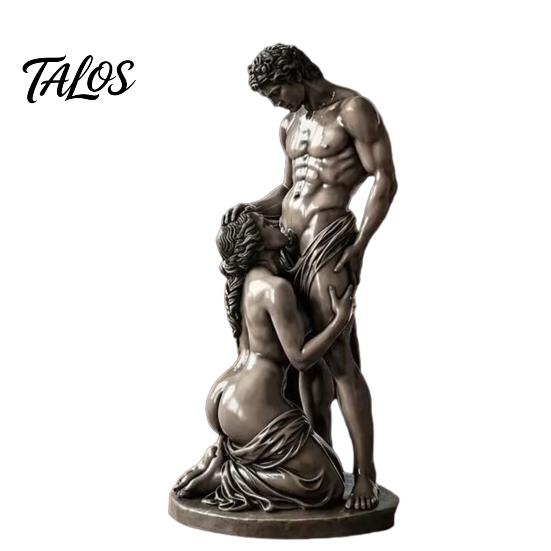 Distressed Bronze Statue Ornament, Mythology Collectible Bookshelf Vintage Ornament with Texture Anniversary Gift Sculpture Wrinkled Clothing Pattern