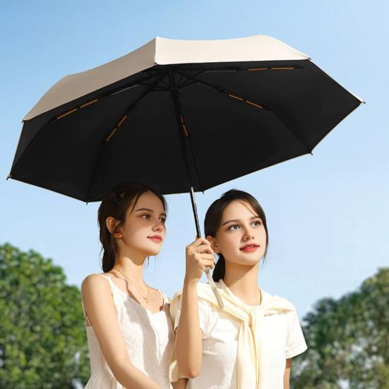 Automatic Folding Umbrella Sun Blocking UV Protection Tri-fold Umbrella Waterproof Windproof Portable Men Women Sun Rain Umbrella