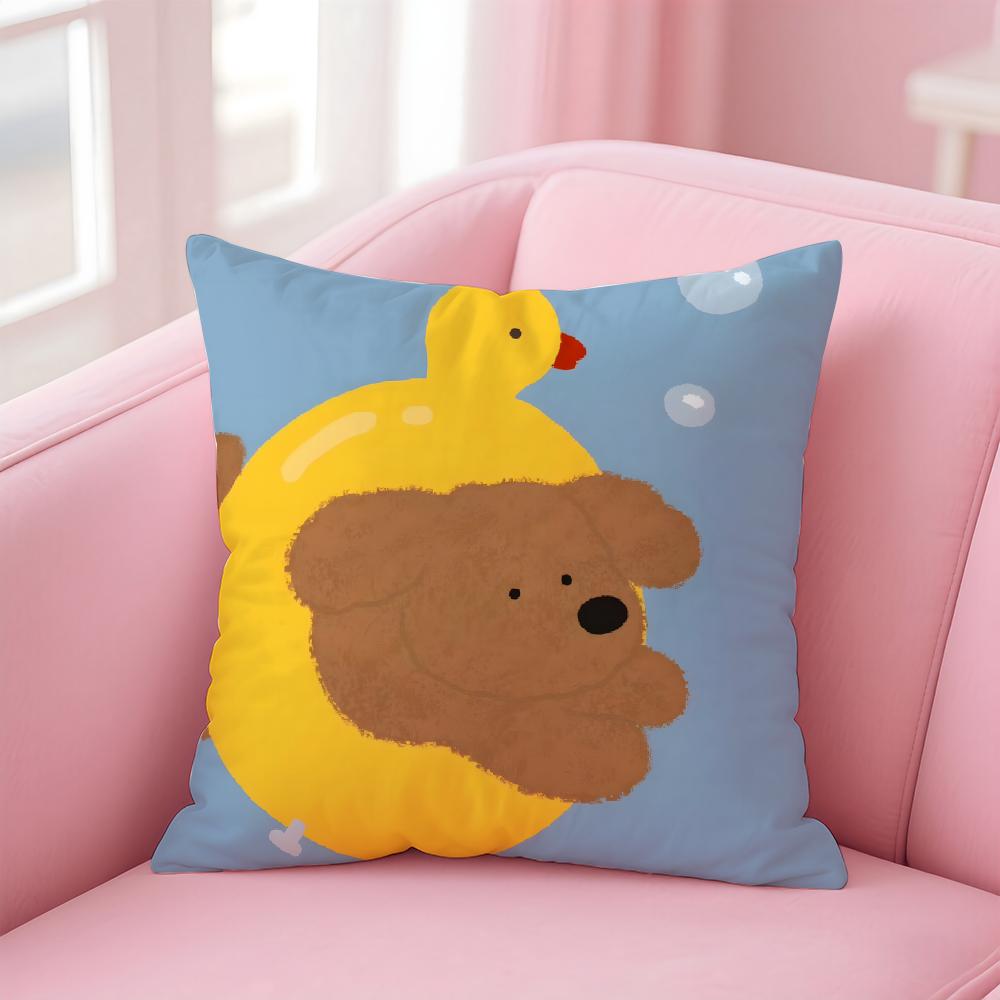 Casual Daily Simple Cute Friendly Cats And Dogs Cushion Cover Pillow Case Soft Friendly Fabric  Concealed Zipper