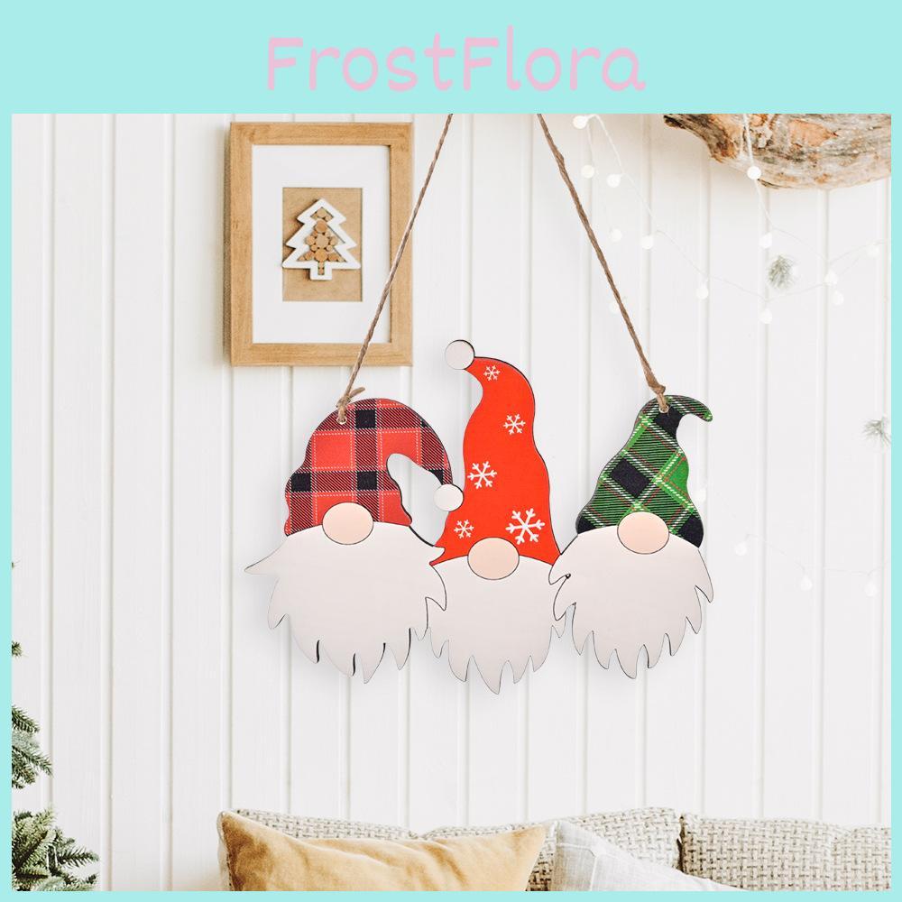 Wooden Decoration Christmas Three Head Rudolph Door Hanging Home Decoration Wall