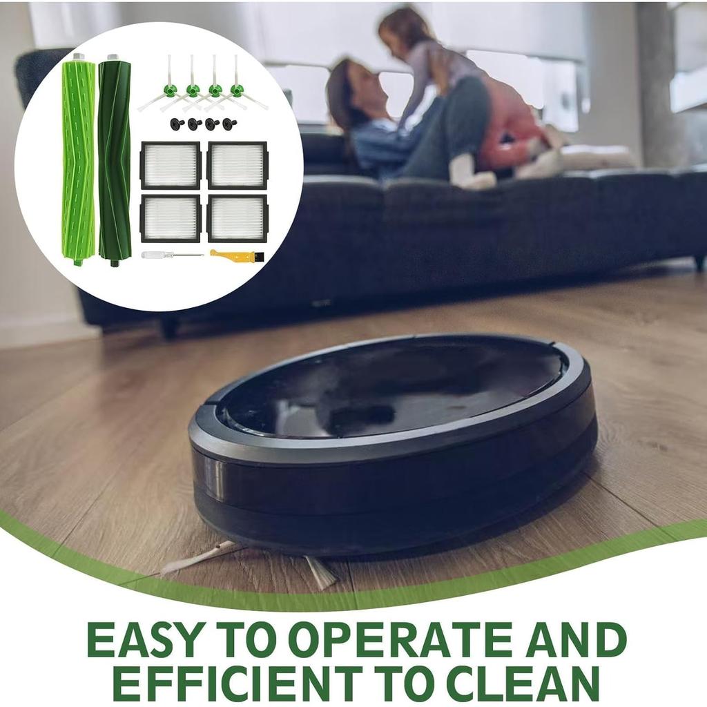 Replacement Parts for iRobot Rubber Roller for iRobot, Vacuum Cleaner Replacement Parts High Efficiency Replacement Brush Filter Kit for iRobot Roomba