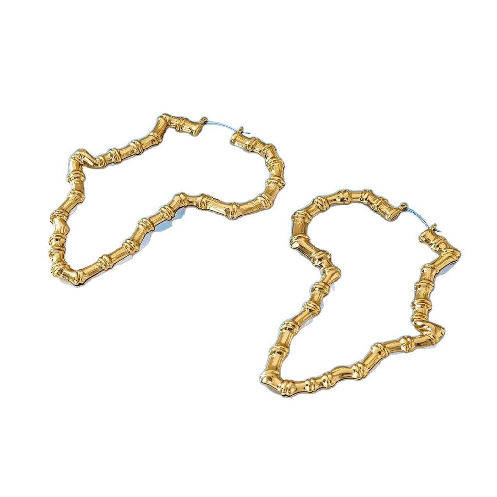 Bold Bamboo Joint Hoop Earrings: Trendy Cold Style Punk Ear Jewelry