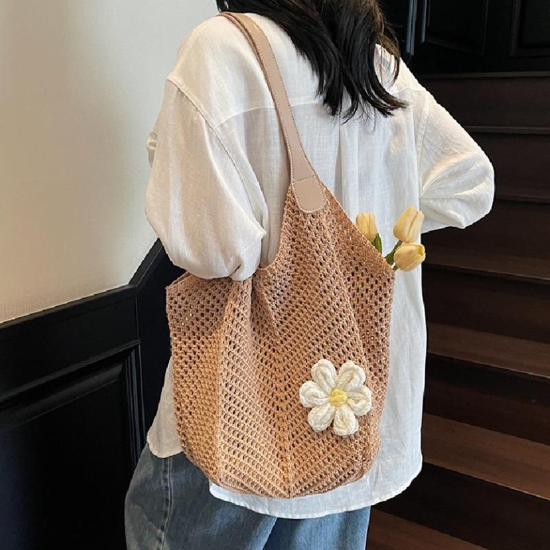 Látkové tašky přes rameno s velkou kapacitou Letní nové děrované dámské tašky Výprodej 2026 Nové plážové prázdninové květinové dámské kabelky