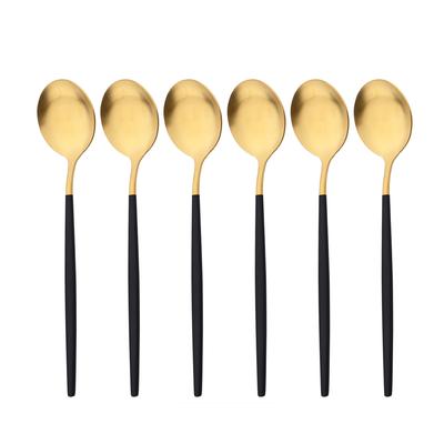 6 Teile/satz Schwarz Gold Abendessen Löffel Set Matte Westlichen Edelstahl Besteck Besteck Dessert Löffel Geschirr Party Küche Besteck Set