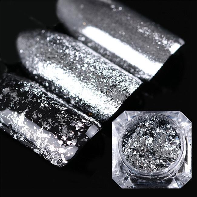 Silver Gold Flakes Nail Aluminum Sequins 0.2g Bling Mirror Nail Glitters Powder Nail Art Decoration