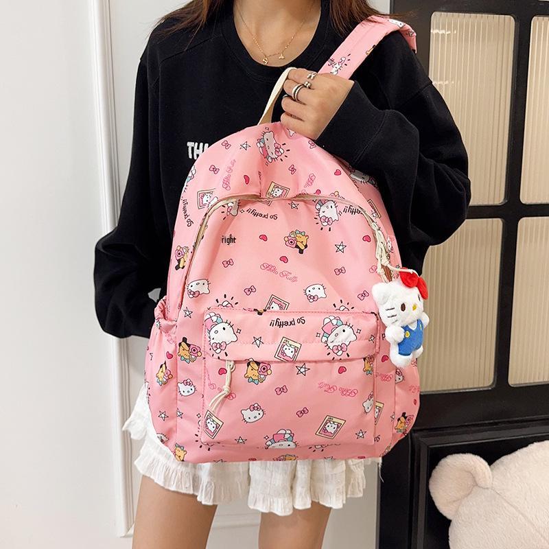 Large Capacity Cute Cartoon KT Cat Backpack for Middle School Girls - Lightweight and Perfect for Back To School
