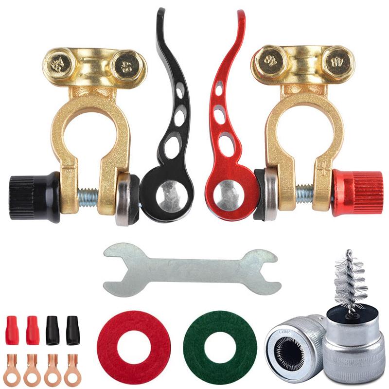 2 Pair Quick Disconnect Auto Cables Connectors Car Battery Bornes Main Cable Post Clamp Terminal Screw Connection For Car Truck