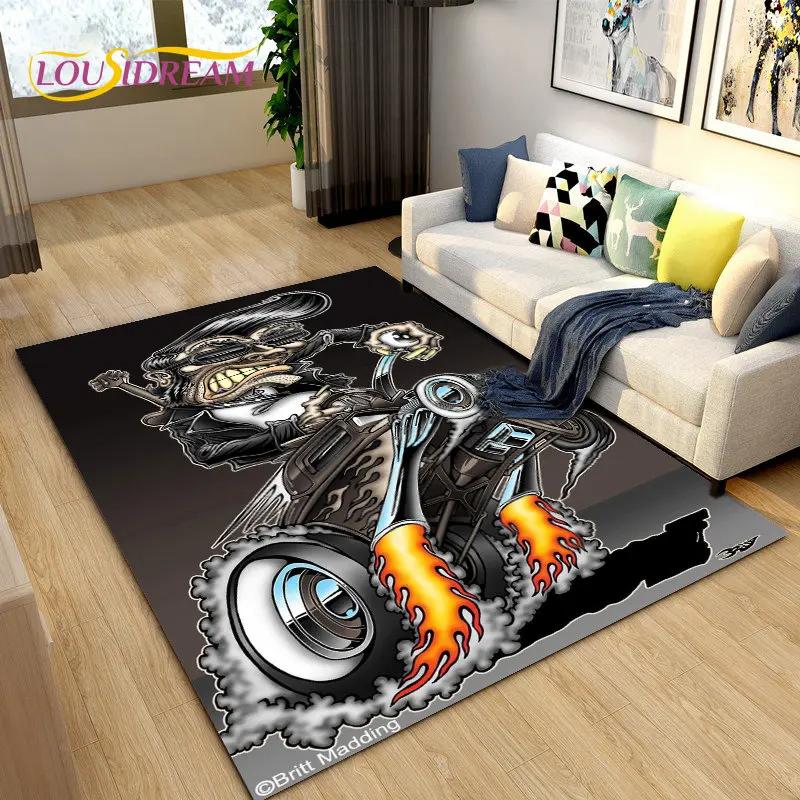 Tappeto Area Cartone Animato Divertente Rat Fink, Tappeto per Soggiorno Camera da Letto Garage Divano Decorazione Zerbino, Tappetino Antiscivolo da Gioco per Bambini