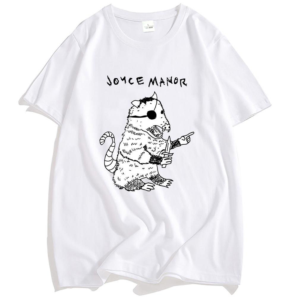 

Футболка с опоссумом на белом JOYCE MANOR Графический принт Футболки Streetwear Хлопковая футболка с коротким рукавом Повседневные футболки Топ XS белый