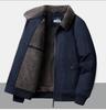 Men's Casual Fleece-Lined Warm Workwear Jacket – Retro Turn-Down Collar Coat for Autumn and Winter.