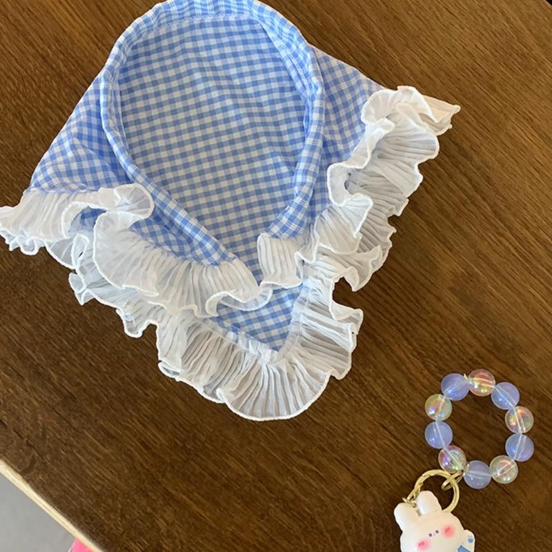 Haar-Schal Stirnbänder im französischen Stil Dreieckiges Kopftuch Haarband Karierte Bandanas Stirnbänder Süßes Haarschmuck