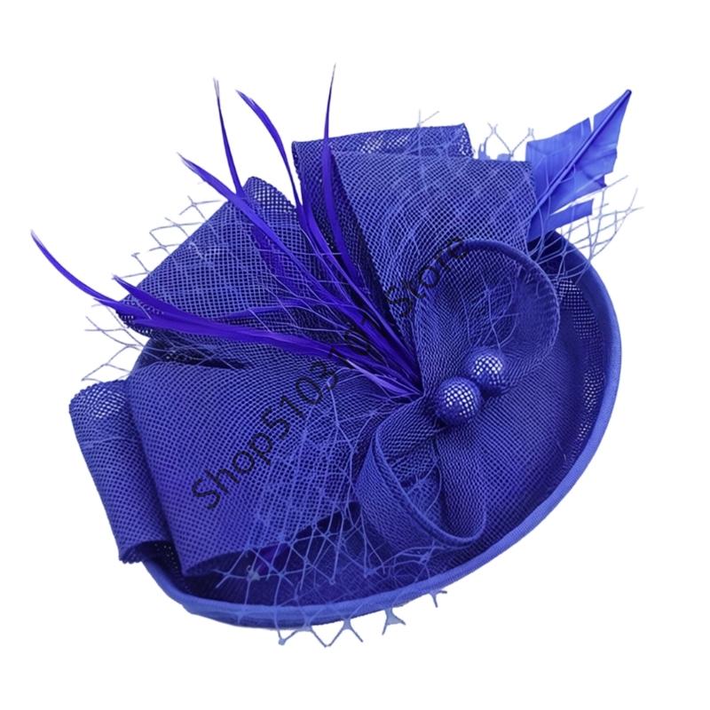 

Vintage Exquisite Feathers Fascinator Hat Bowknot Elegant Tea Party Mesh Hair Band Sweet Hair Hoop Bride Headdress Dance Show