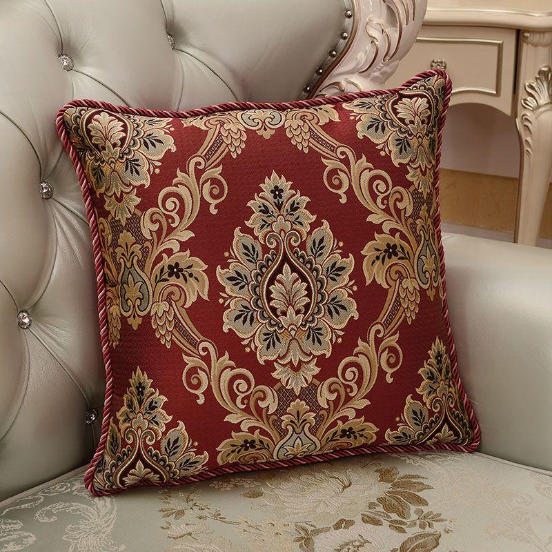 

Подушка на диван в европейском стиле, роскошная, тканевая наволочка, спинка, жаккард, цвет красного дерева, стул, съемная и моющаяся спинка, поясничная поддержка Herbert Cushion-Red 46*46cm without core