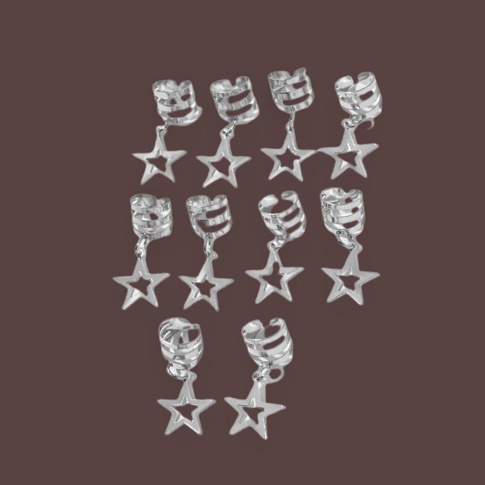 10pcs Star Shape Dreadlocks Beads Hair Braiding Hair Braid Tubes Hollow Out Hair Ring  Women