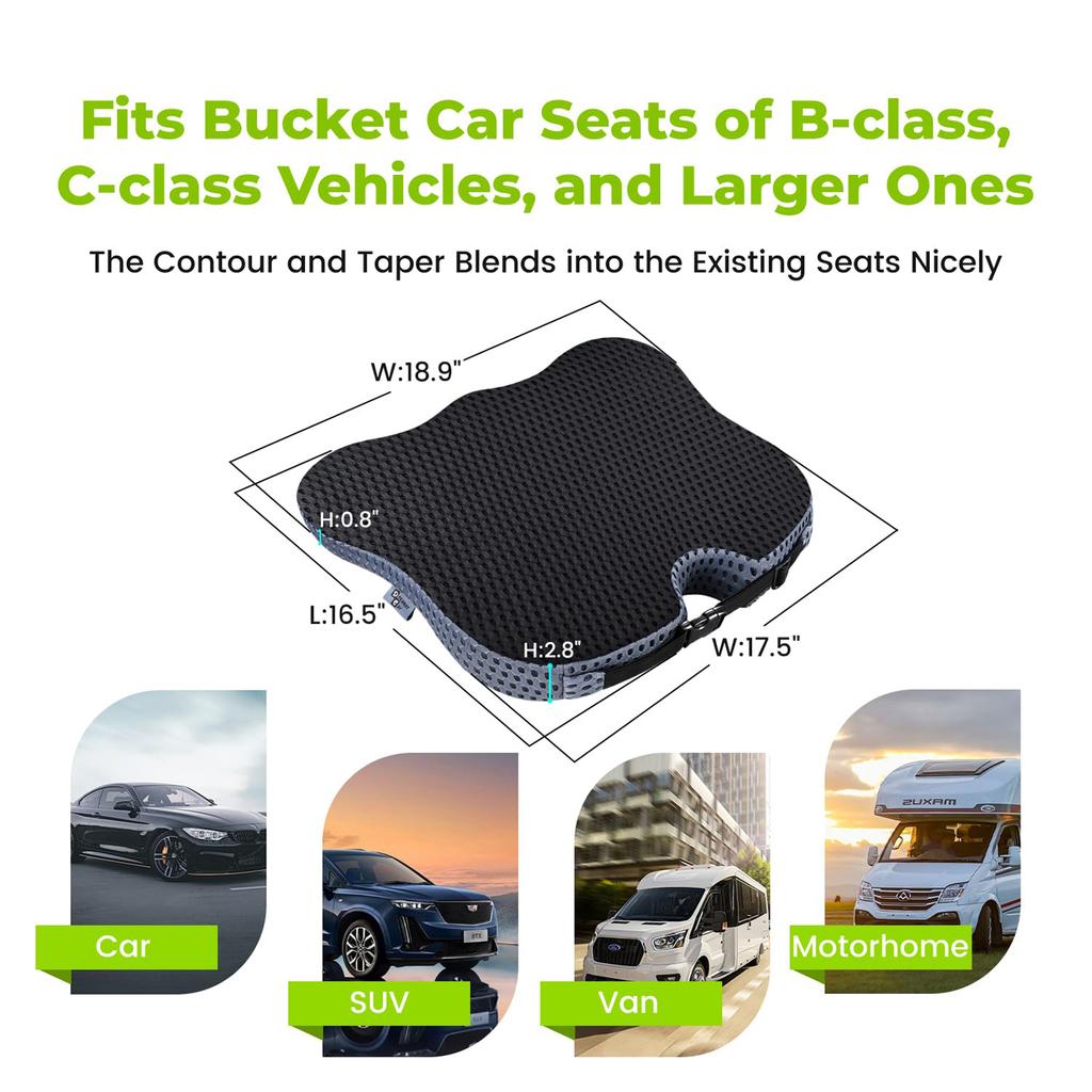Myk Tett Minneskum Bilsetepute For Kjøring - Setepute For Bilsete Sjåfør Med Design & Hevet Rygg, Gir Komfort