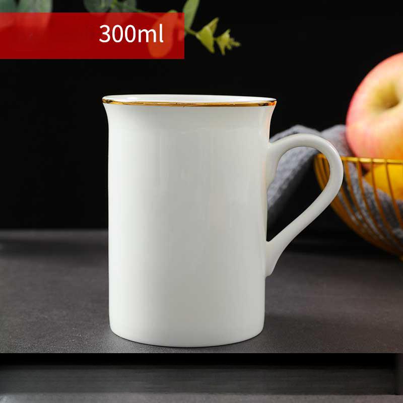 Bone China Coffee Mug with Gold Rim, 200-400ml Tea Cup with Handle White 1pc, for Espresso,Hot Cocoa,Cappuccino,Latte and Cold Drinks, Microwave Safe
