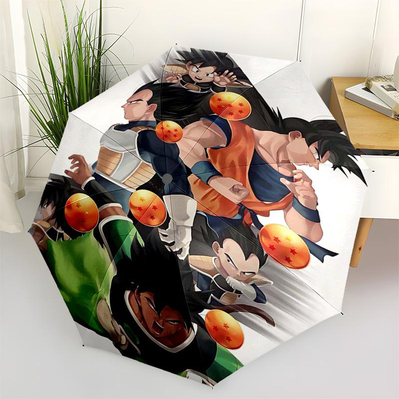 

1pc Dragon Ball Z Goku Vegeta Automatic Open Close Umbrella Portable 3-Fold Design with 8-Rib Iron Frame for Fans Travel Daily Use Gift.C051