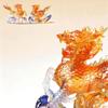 Auspicious Qilin LIULI Ornament Handcrafted Chinese Mythical Beast Sculpture with Cloud Base, Feng Shui Good Fortune Symbol for Living Room Office
