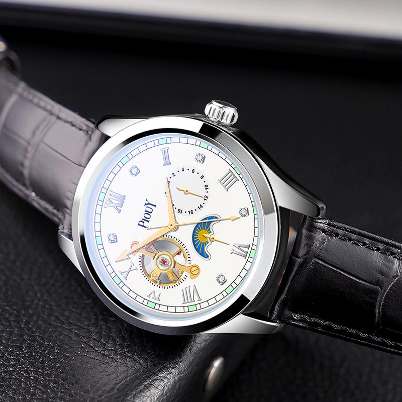 Uhr Herren Tourbillon leuchtende multifunktionale mechanische Uhr Herrenuhr Geschenk