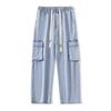 Three-dimensional Pocket Tooling Jeans Men's American Loose Straight Retro Versatile Wide-leg Trousers
