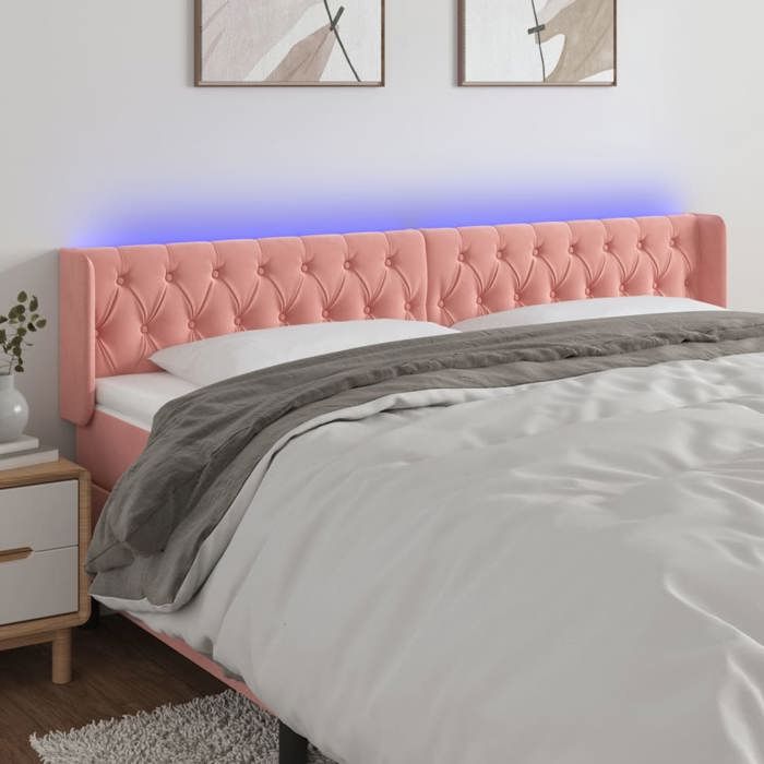 VidaXL Tête de Lit à LED Meuble de Chambre à Coucher Accessoire de Lit Double Tête de Cadre de Lit Intérieur Rose 3123637
