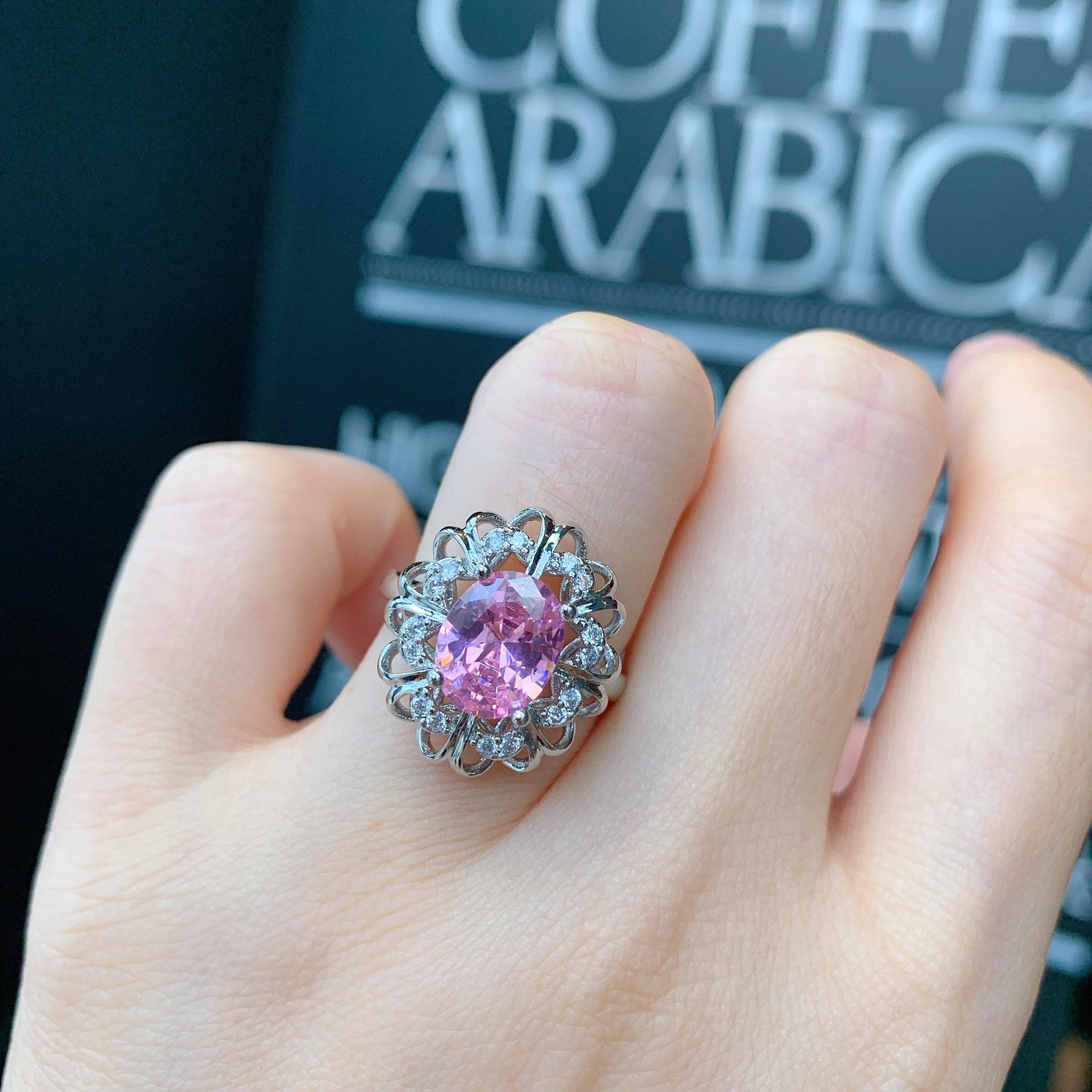 

Ювелирные изделия из трех частей, модное кольцо с драгоценными камнями, розовые циркониевые серебряные серьги-иглы, новое розовое ожерелье Барби