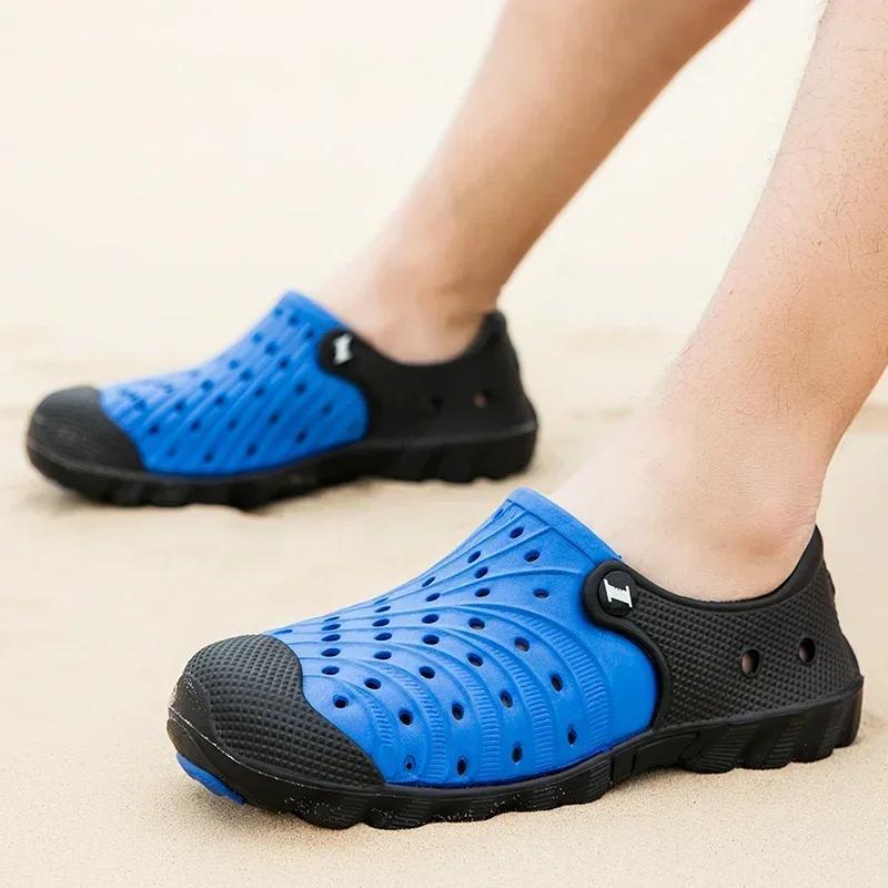 Summer Men Wading Shoes Quick Drying Mens Beach Sandals Outdoor Male Slippers Lightweight Sports Shoes Slip-on Water Shoes