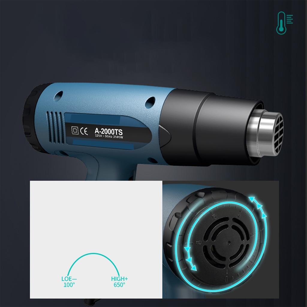 Hot Air Gun Portable Temperature Control Heat Shrink Film Baking Gun Industrial Digital Display High Power Handheld Hot Air Gun