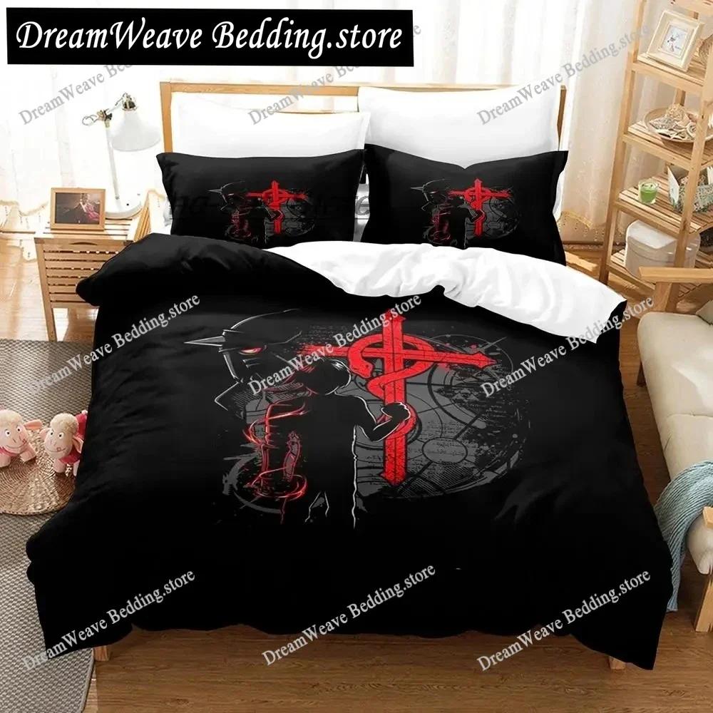 New Anime Alchemist Bedding Set Single Twin Full Queen King Size Bed Set Aldult Boys Bedroom Duvetcover Sets Anime Bed Sheet Set