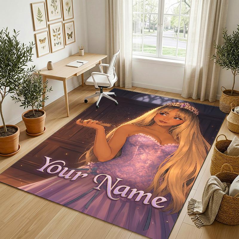 Personalized Crystal Velvet Carpet,Sabrina Carpenter Custom Printed Name, Plush Area Rug For Home Indoor Decor