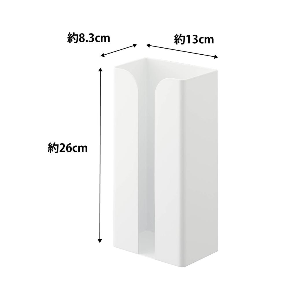 Yamazaki Tower Magnetic Plastic Bag & Kitchen Paper Holder, White, Approx. W13 x D8.3 x H26cm, Tissue Case, Plastic Bag Holder, Easy Installation,