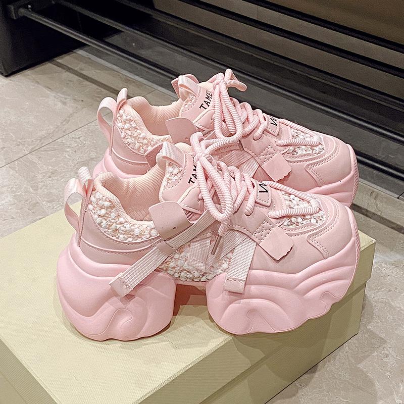 7CM Fashion Spring Autumn Sneakers Women Lace Up Chunky Platform Sports Dad Shoes Woman Comfort Casual Shoes Zapatillas Mujer