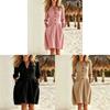 Style V Neck Button Pocket Loose Dress For Casual Travel And Outing