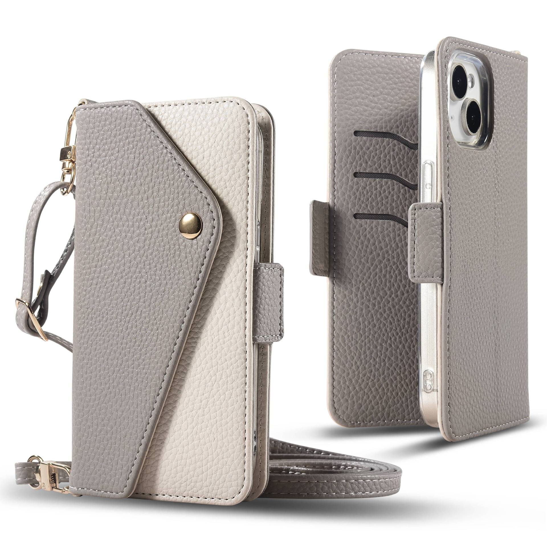 

Long Strap Card Slot Flip Moblie Phone Case for iPhone 16 Pro Max 15 Plus 14 13 11 12 Mini Leather Magnetic Buckle Stand Shell For iPhone 16 Pro Max серый