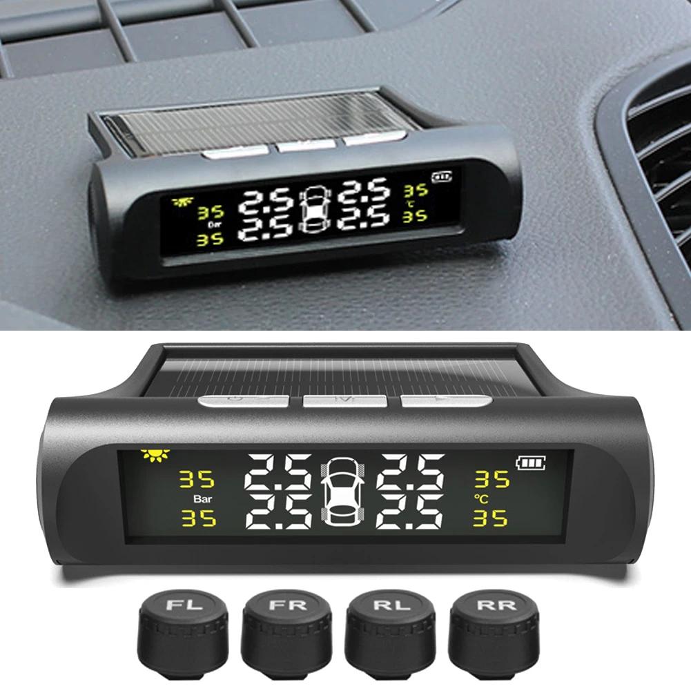 Solar Power TPMS Car Tire Pressure Alarm Monitor System, Auto Security Alarm Systems, Tyre Pressure Temperature Warning