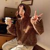 Lazy Wind Cute Lamb Wool Coat Women Autumn and Winter Thickened Warm Small Ins Trend Hooded Student
