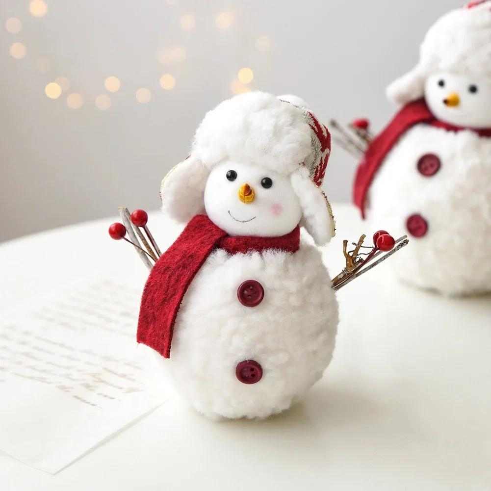 Soft Foam Christmas Tree Ornament with Snowman Plush for Desktop Shelf and Window Display to Create Festive Holiday