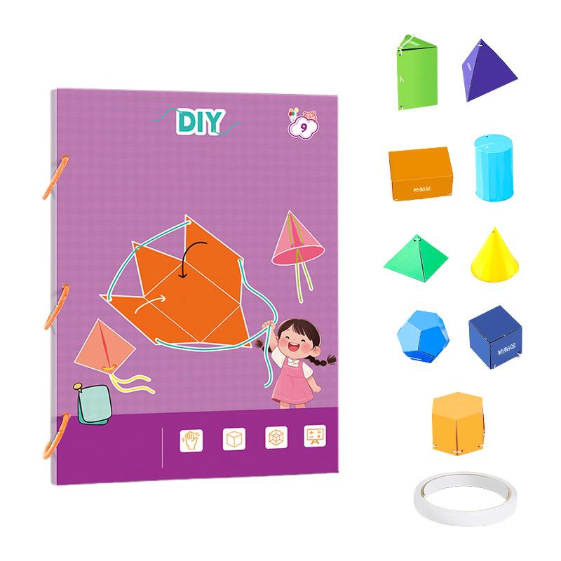 Pull String 3D Geometry Learning Book,3D Geometry Learning Book With Braided Rope Design Teach Volume & Surface Area Formulas