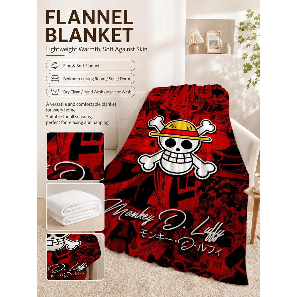 Luffy'S Straw Hat Pirates Pattern Flannel Blanket Soft Comfortable Throw Blanket For Camping Travel Home Decor Christmas Gift