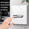 White Tempered Glass Wall Switch Panel Led European 16a Socket Retro Toggle Light Switch Eu Uk Standard 2usb Socket 1Gang-4gang