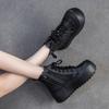 Johnature Retro Breathable Mesh Hollow Out Boots Genuine Leather Women's Flat Platform Shoes