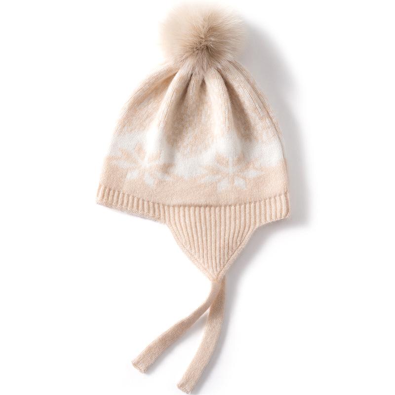 Computer jacquard children's cashmere hat autumn and winter knitted warm ear protection hat for boys and girls and babies cold-proof bag head Lei Fen