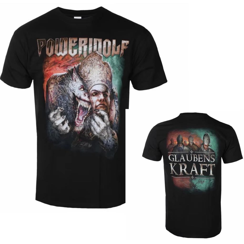 2026 Fit Letní Bavlna s Grafikou Powerwolf Tričko Unisex Letní Krátký Rukáv Módní Harajuku Hip Hop Punkové Tričko Y2K Streetwear Oversized Tričko