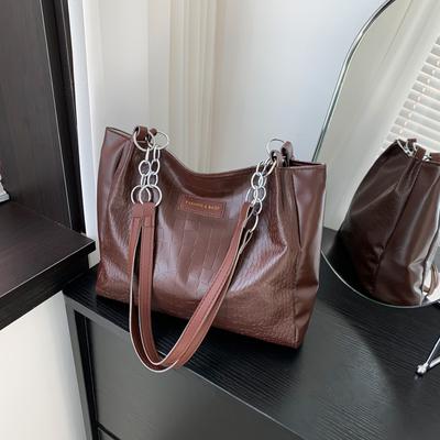 Spring Solid Color Casual 2025 New Fashion Large Capacity Simple Casual Design Portable Shoulder Underarm Tote Bag