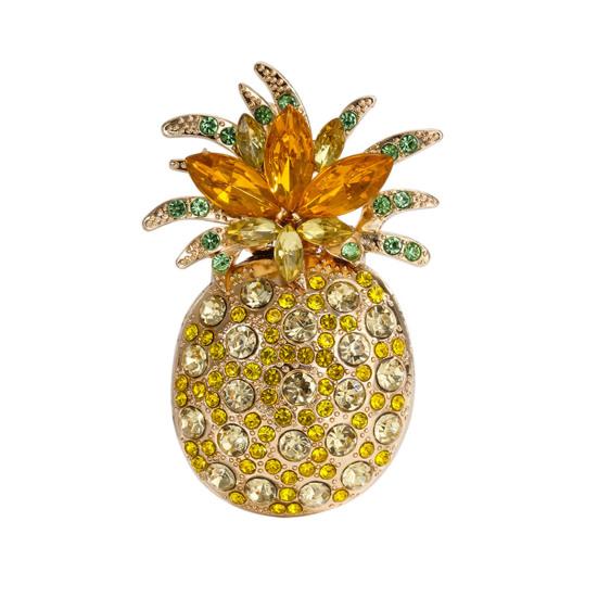 

Women Brooch Dazzling Rhinestones Inlaid 3D Pineapple Design Brooch Suit Lapel Sweater Dress Coat Badge Dresses Suits Handbags Jewelry Gift жёлтый