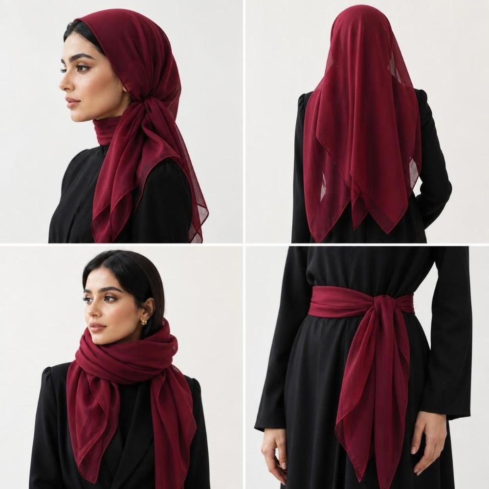 Solid Color Silk Scarves Thin Soft Fabric Bandana Scarf Elegant Square Scarves Head Covering