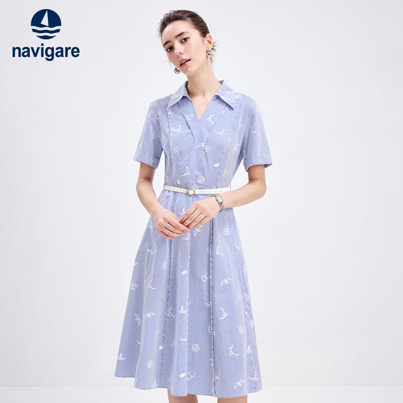

Navigare Women s Cotton X-Line Short Sleeve Striped Print Dress XL
